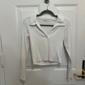Abercrombie & Fitch Ribbed Long Sleeve Shirt - White - Medium
